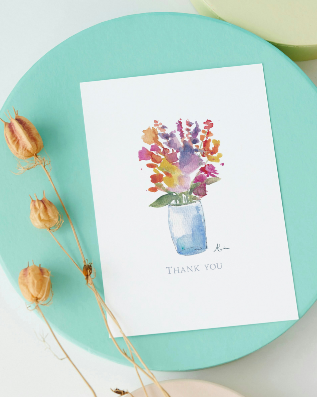 "Thank you" Card - Splashes of Flowers