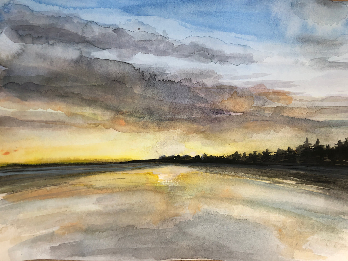 Cottage sunset - Original Watercolour