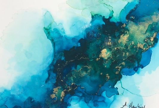 Blue Burst - Original Alcohol Ink Painting