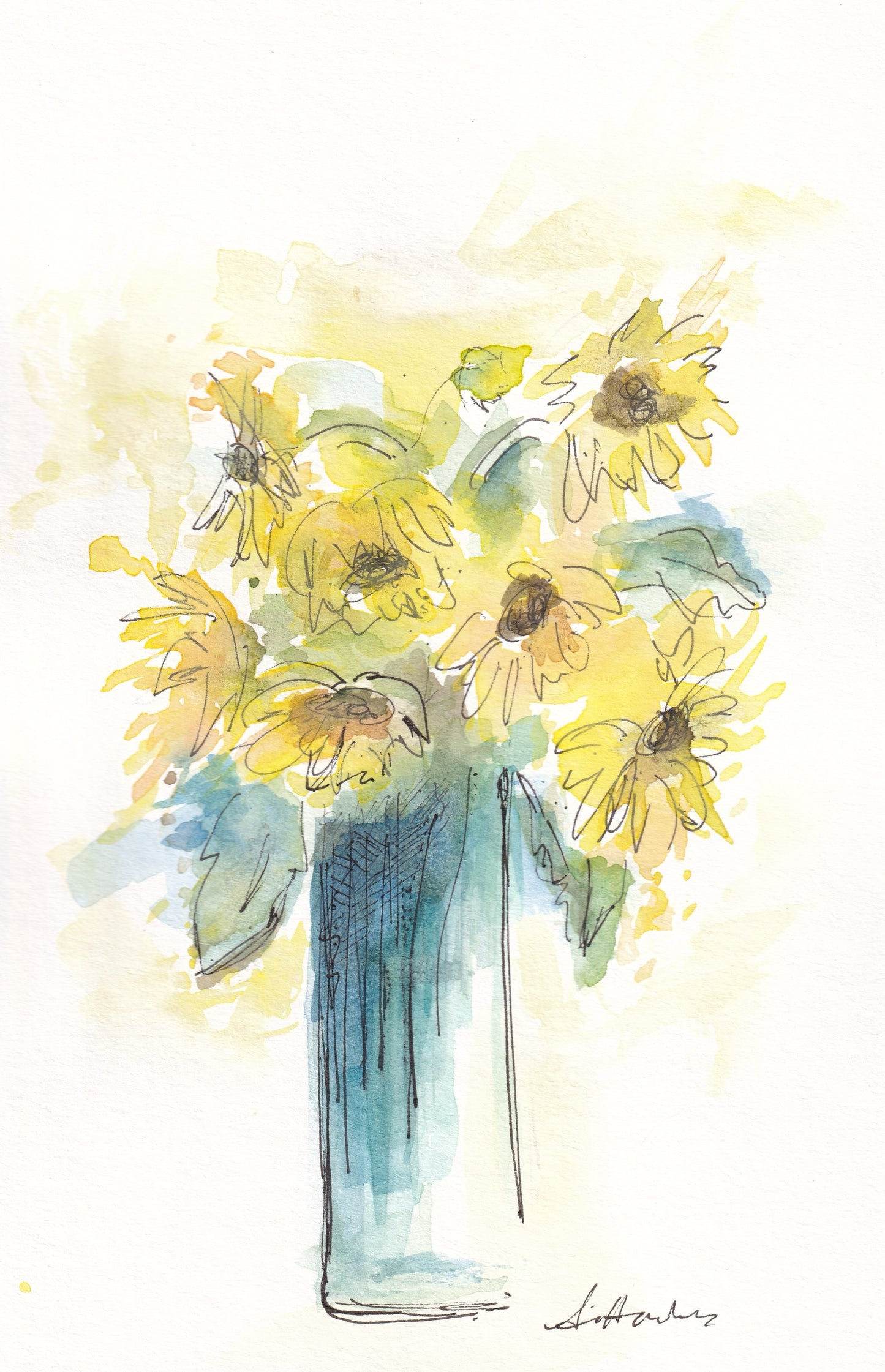 Sunflowers and Sunshine - Original Watercolour Art